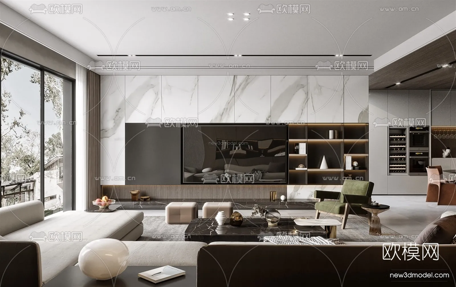 Luxury Style Interior 3D Blocks - Living Room 3D Model - 006