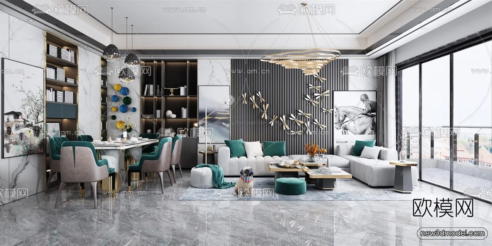 Luxury Style Interior 3D Blocks - Living Room 3D Model - 008