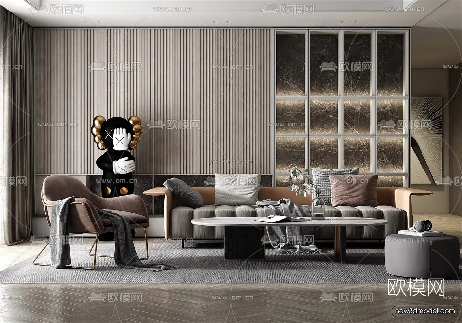 Luxury Style Interior 3D Blocks - Living Room 3D Model - 009