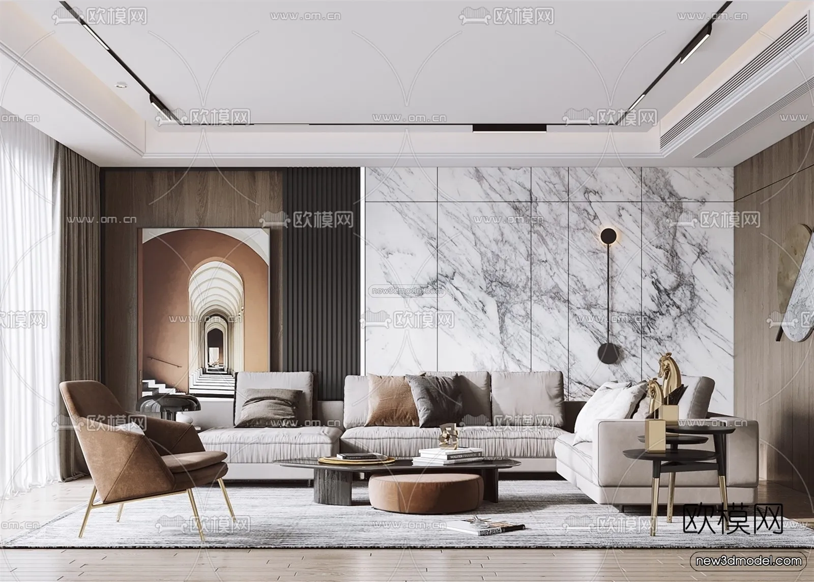 Luxury Style Interior 3D Blocks - Living Room 3D Model - 010