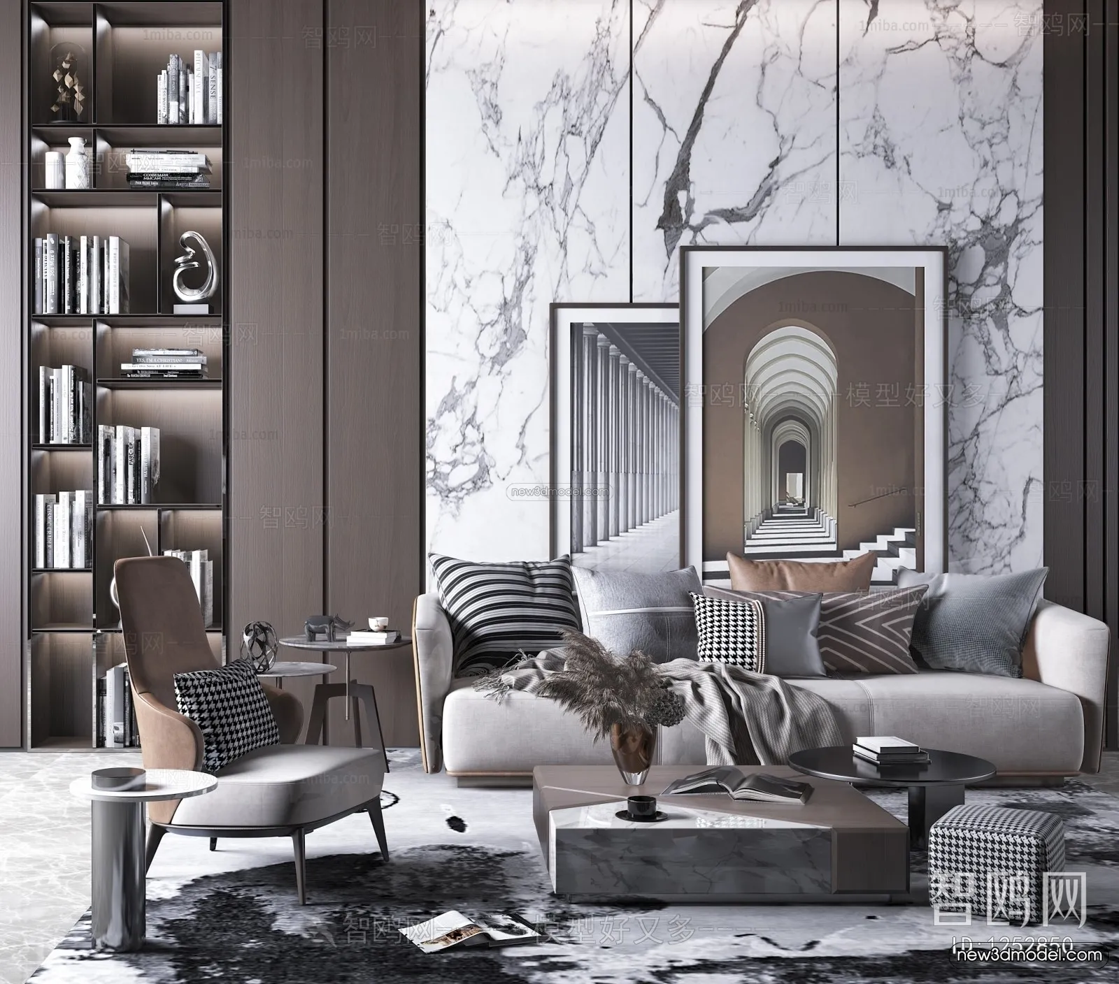 Luxury Style Interior 3D Blocks - Living Room 3D Model - 012