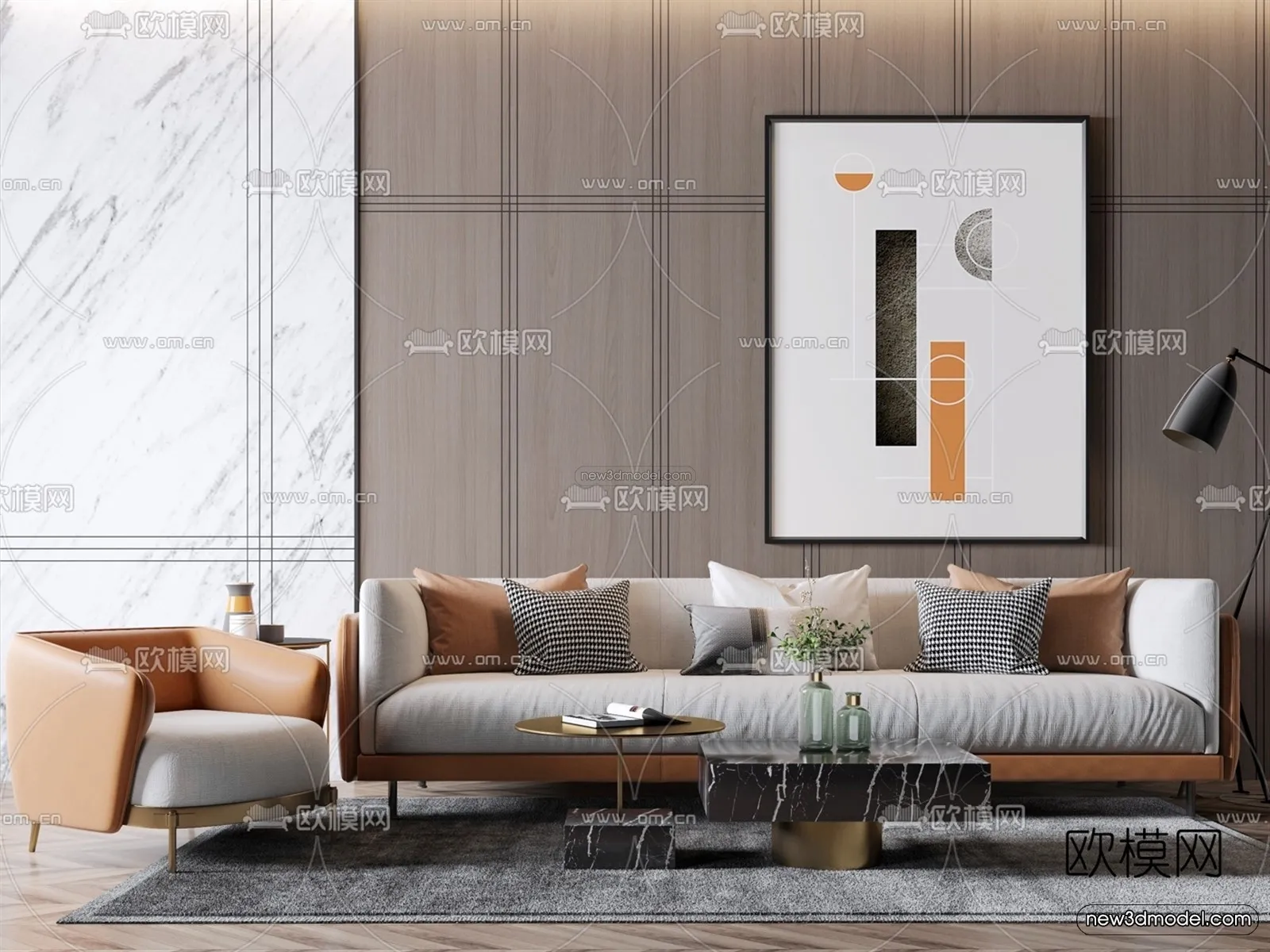 Luxury Style Interior 3D Blocks - Living Room 3D Model - 014