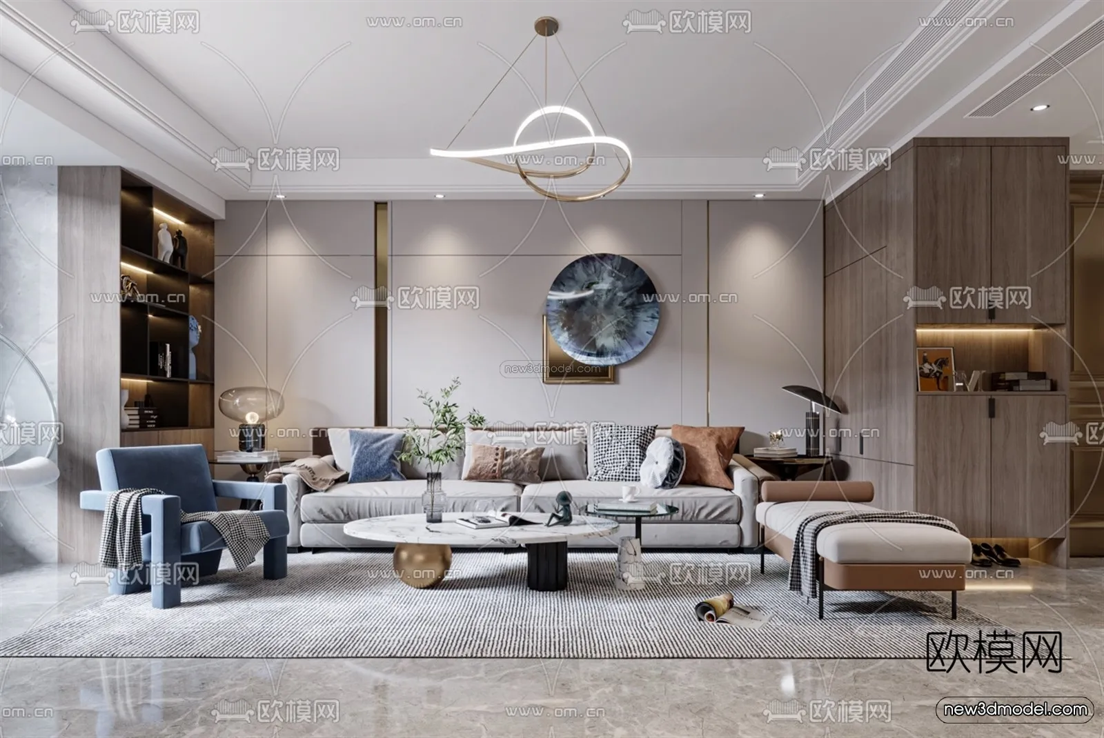 Luxury Style Interior 3D Blocks - Living Room 3D Model - 027