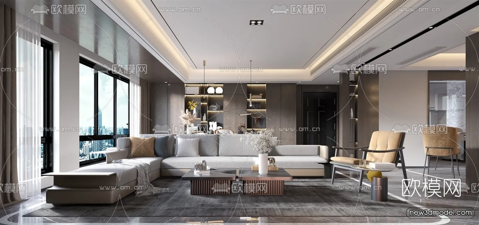 Luxury Style Interior 3D Blocks - Living Room 3D Model - 029