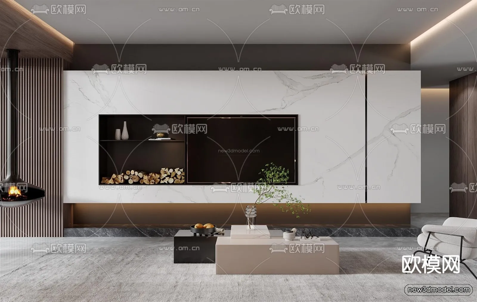 Luxury Style Interior 3D Blocks - Living Room 3D Model - 033