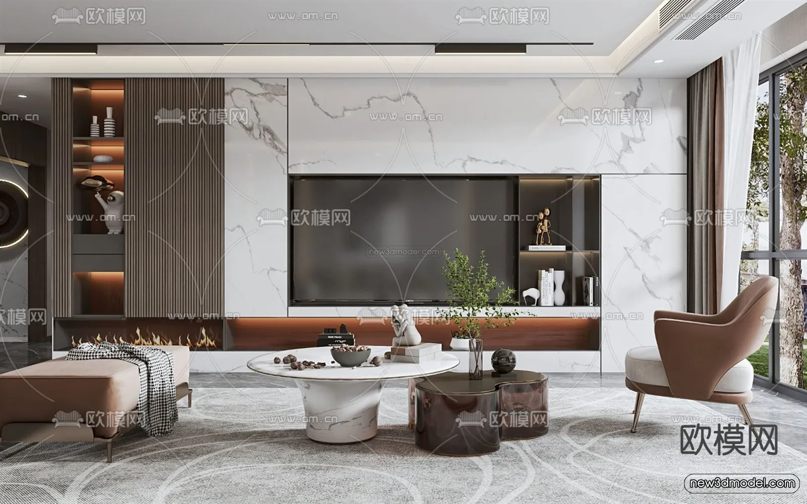 Luxury Style Interior 3D Blocks - Living Room 3D Model - 034