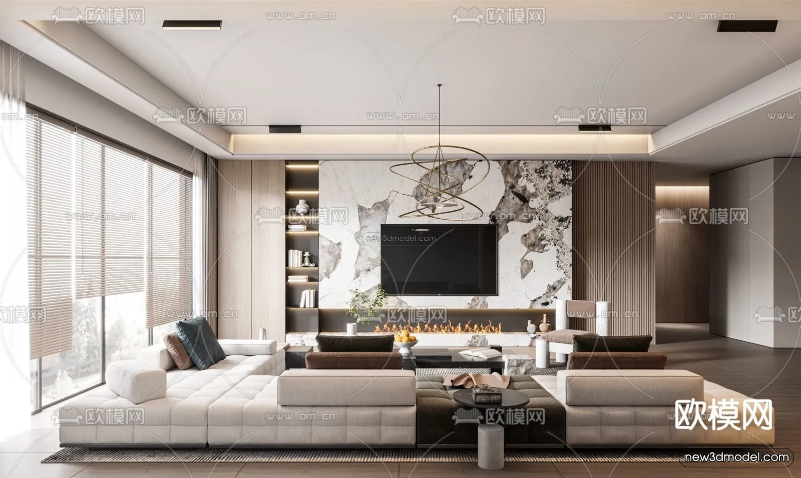 Luxury Style Interior 3D Blocks - Living Room 3D Model - 035