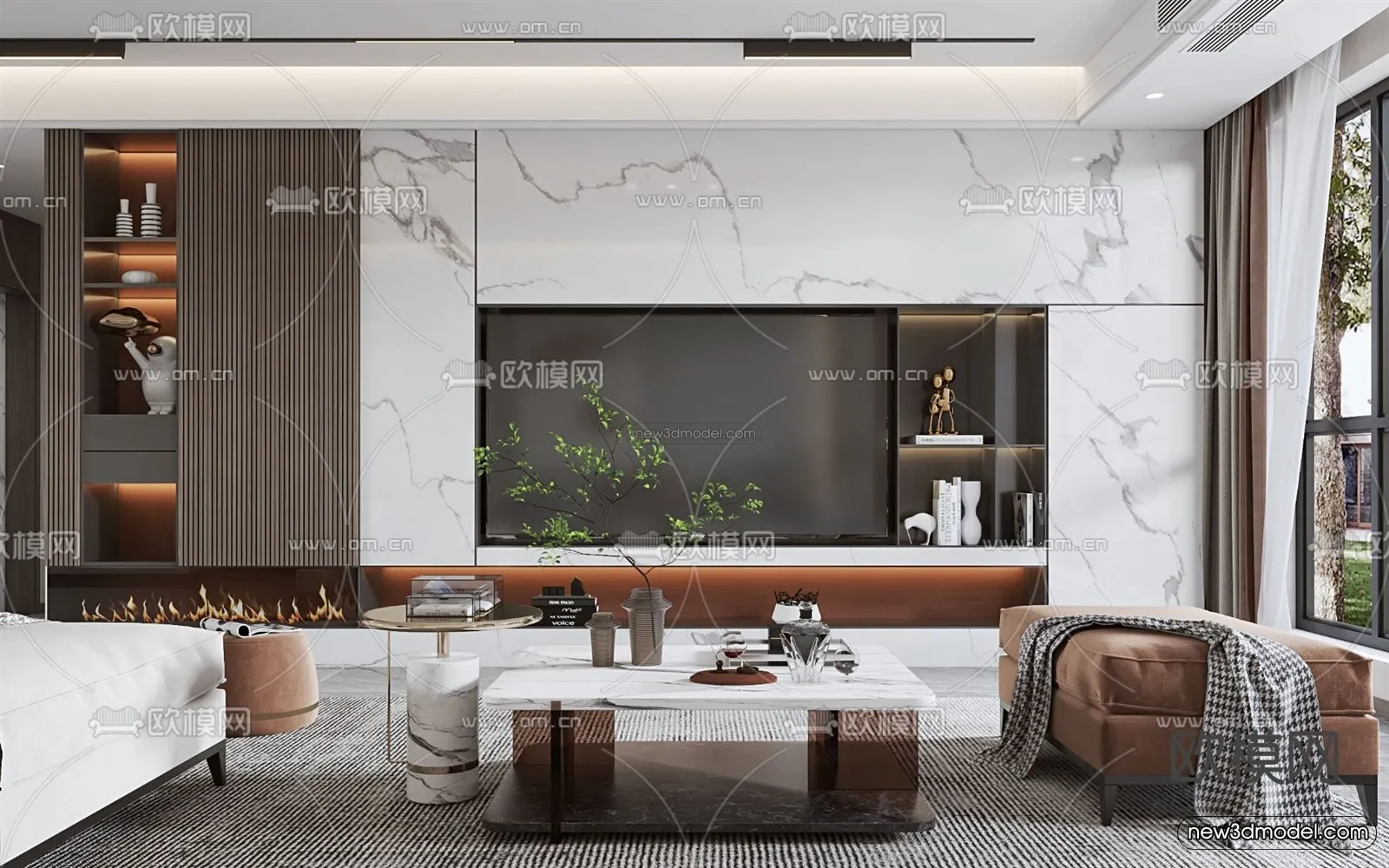 Luxury Style Interior 3D Blocks - Living Room 3D Model - 036