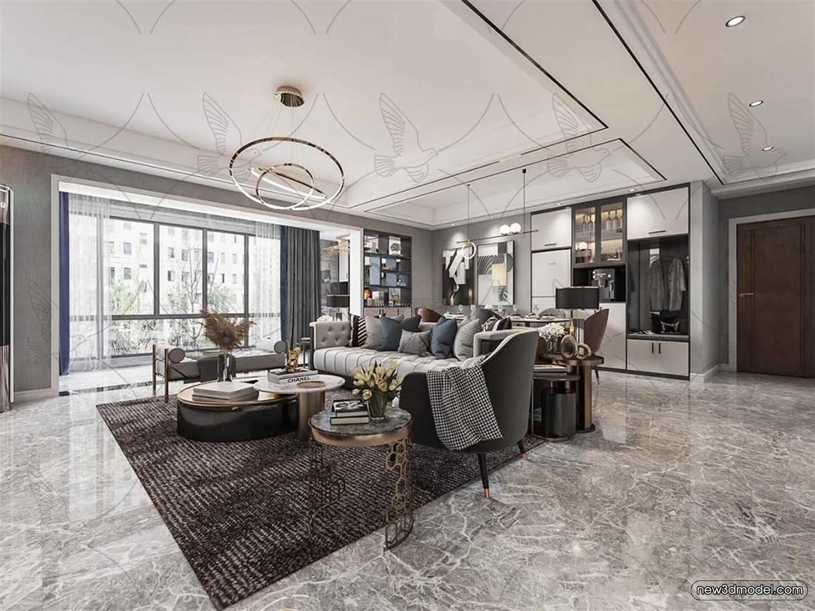 Luxury Style Interior 3D Blocks - Living Room 3D Model - 038