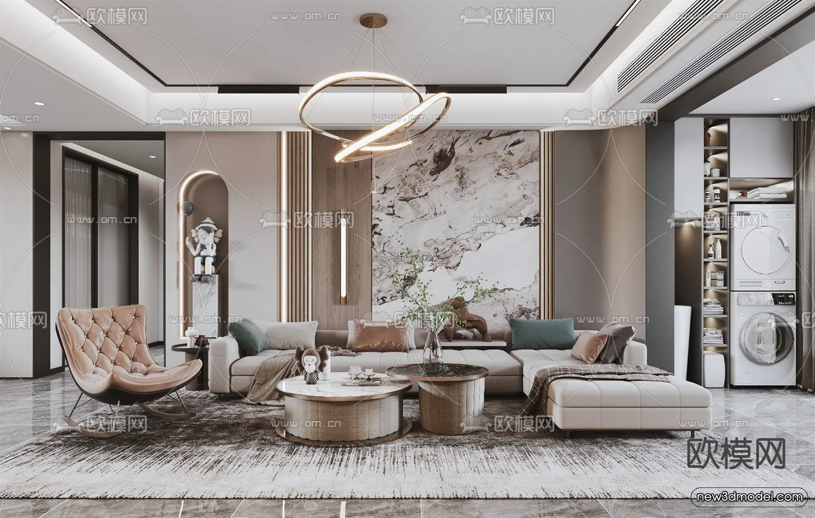 Luxury Style Interior 3D Blocks - Living Room 3D Model - 040