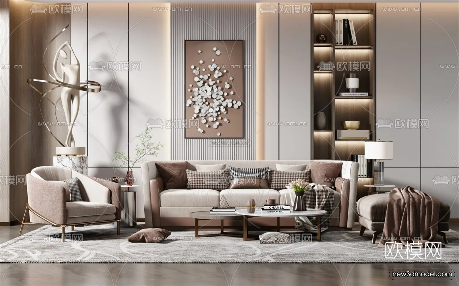 Luxury Style Interior 3D Blocks - Living Room 3D Model - 042