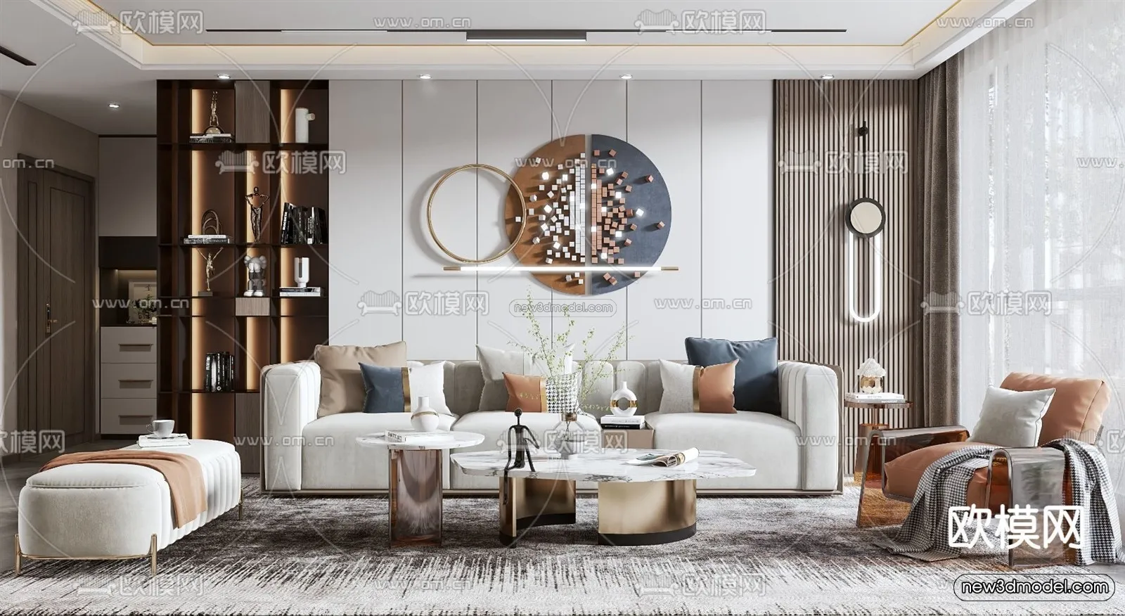 Luxury Style Interior 3D Blocks - Living Room 3D Model - 043