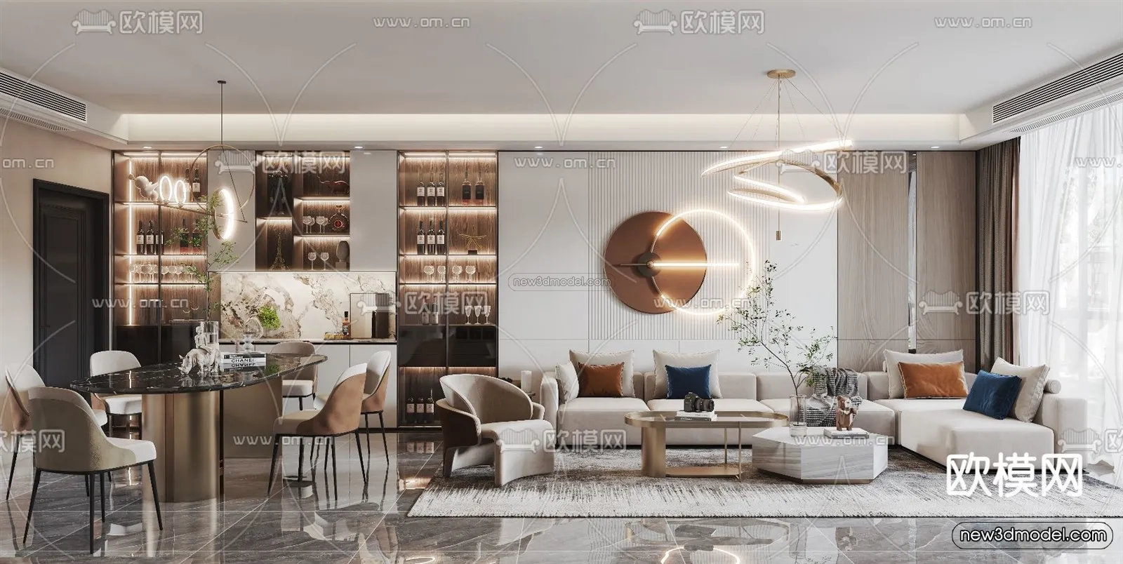 Luxury Style Interior 3D Blocks - Living Room 3D Model - 046