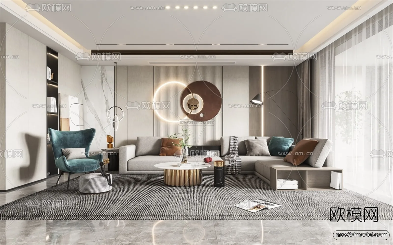 Luxury Style Interior 3D Blocks - Living Room 3D Model - 051
