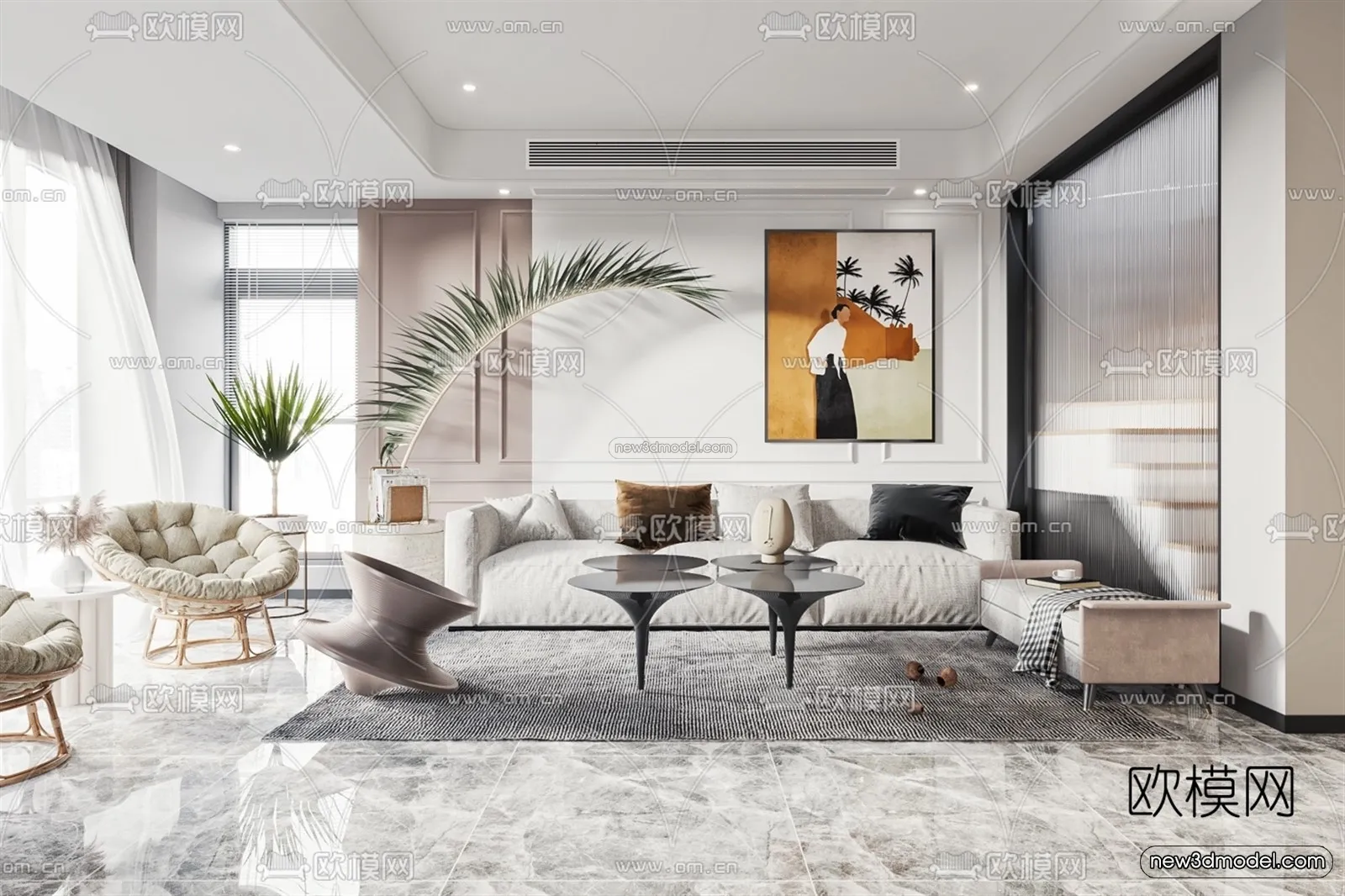 Luxury Style Interior 3D Blocks - Living Room 3D Model - 054