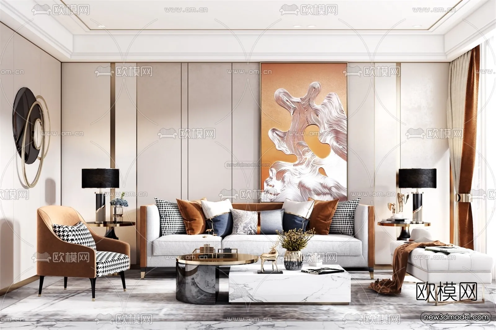 Luxury Style Interior 3D Blocks - Living Room 3D Model - 058