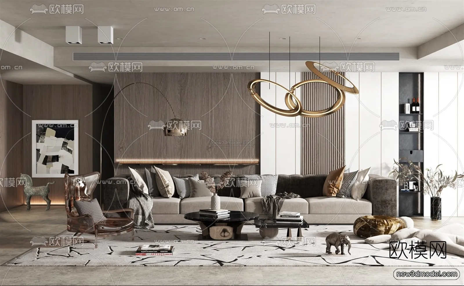 Luxury Style Interior 3D Blocks - Living Room 3D Model - 064