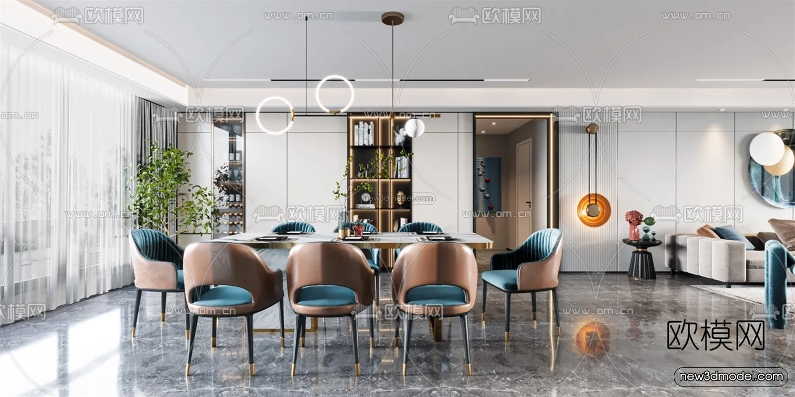 Luxury Style Interior 3D Blocks - Living Room 3D Model - 070