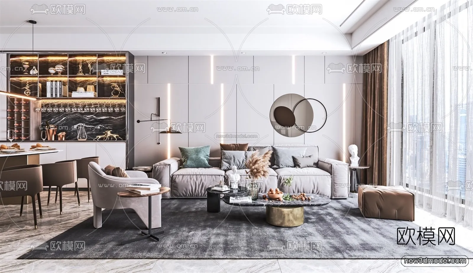 Luxury Style Interior 3D Blocks - Living Room 3D Model - 072