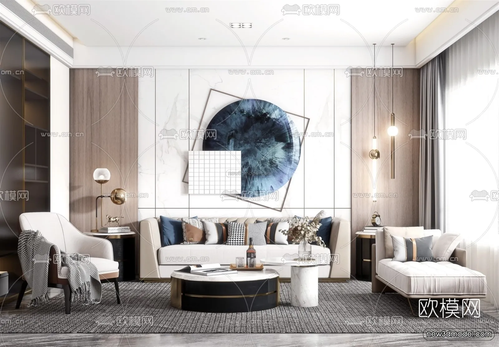 Luxury Style Interior 3D Blocks - Living Room 3D Model - 073