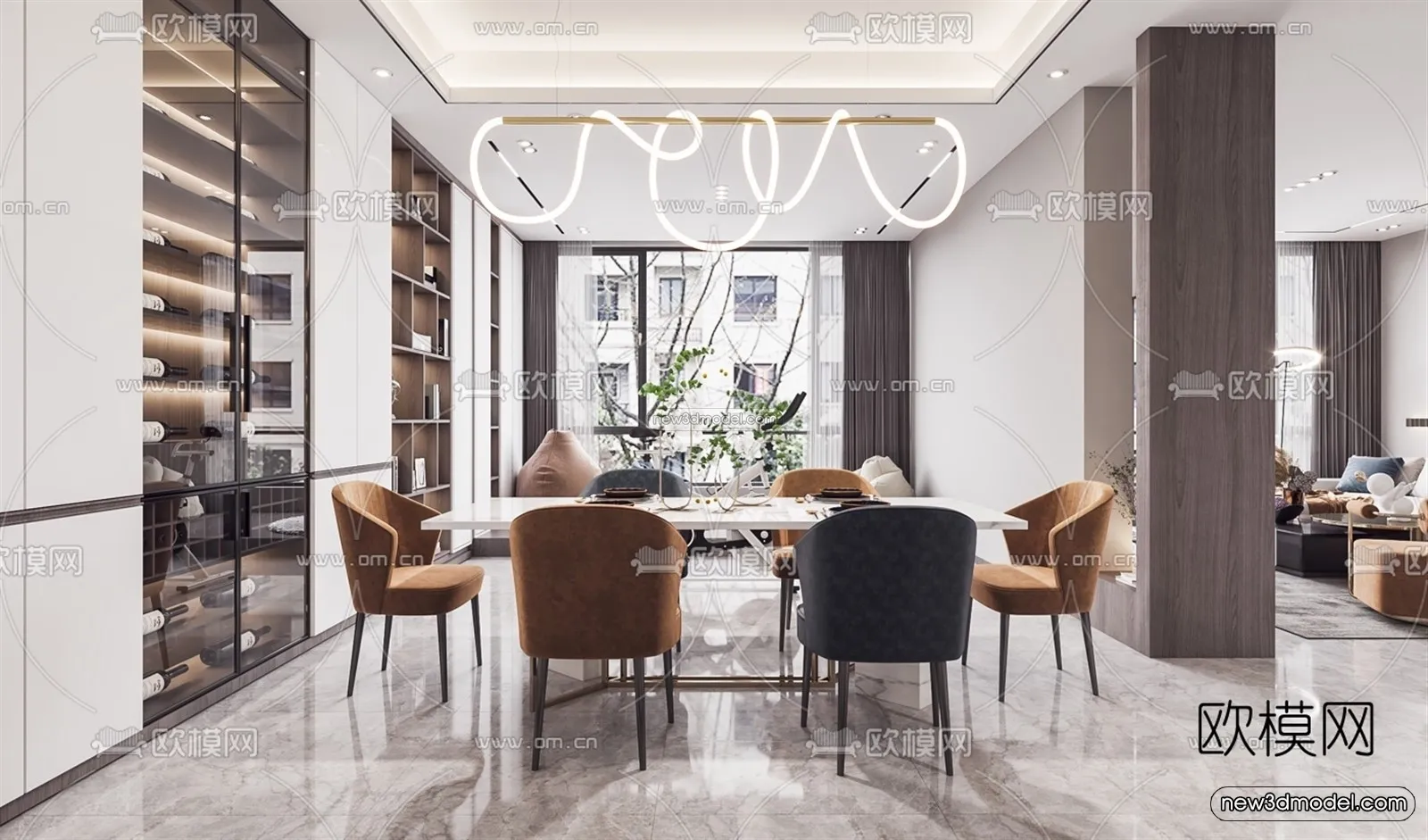 Luxury Style Interior 3D Blocks - Living Room 3D Model - 074