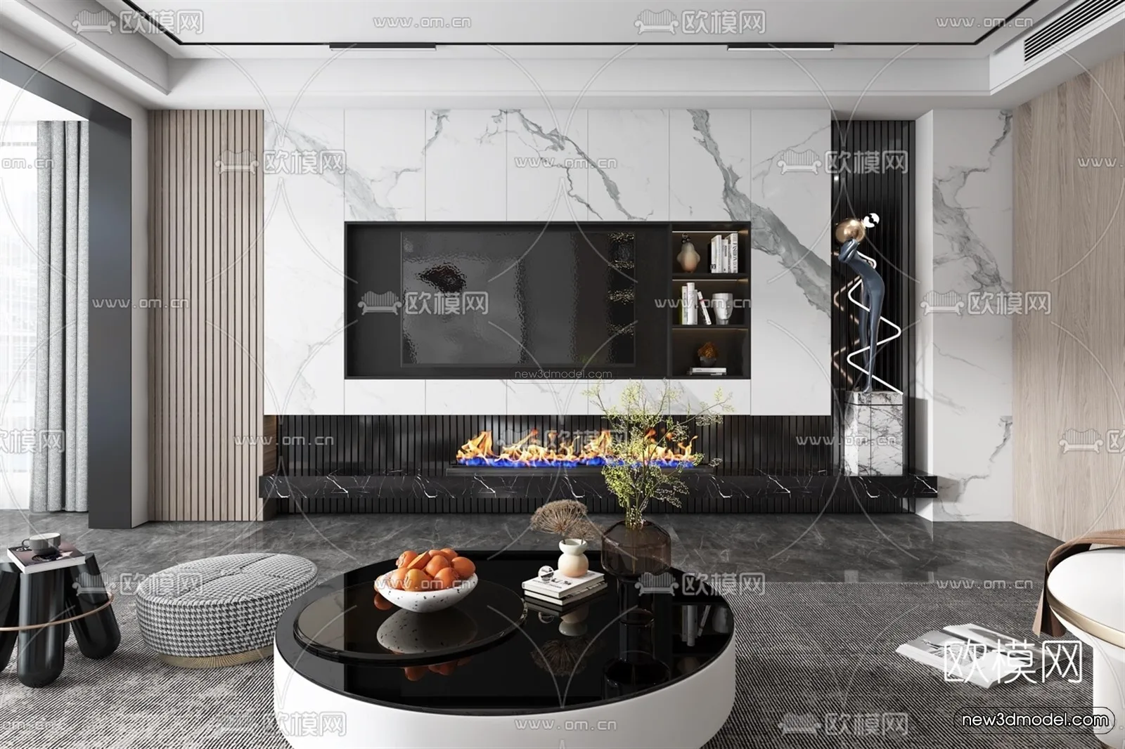 Luxury Style Interior 3D Blocks - Living Room 3D Model - 076