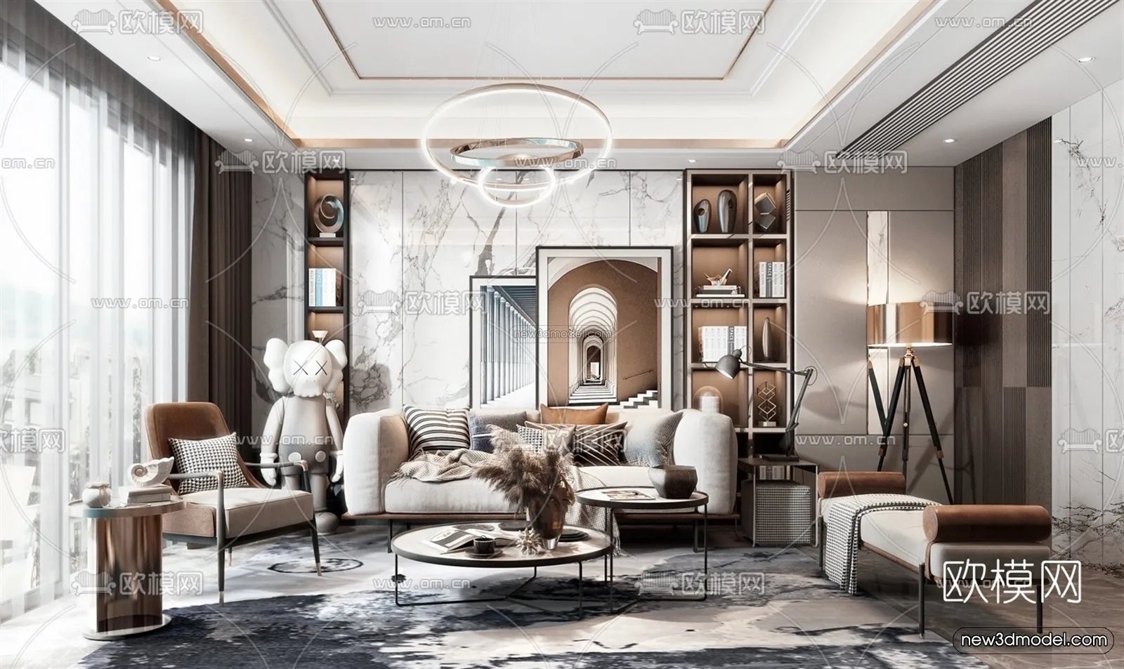 Luxury Style Interior 3D Blocks - Living Room 3D Model - 078