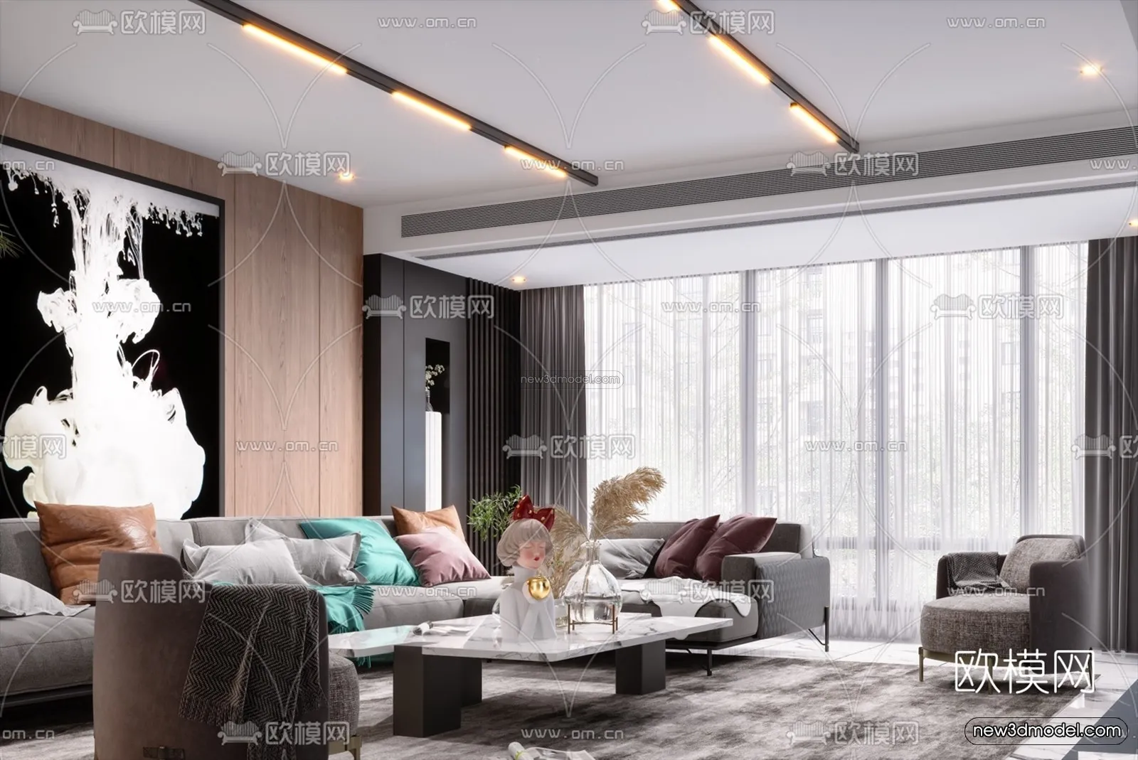 Luxury Style Interior 3D Blocks - Living Room 3D Model - 082