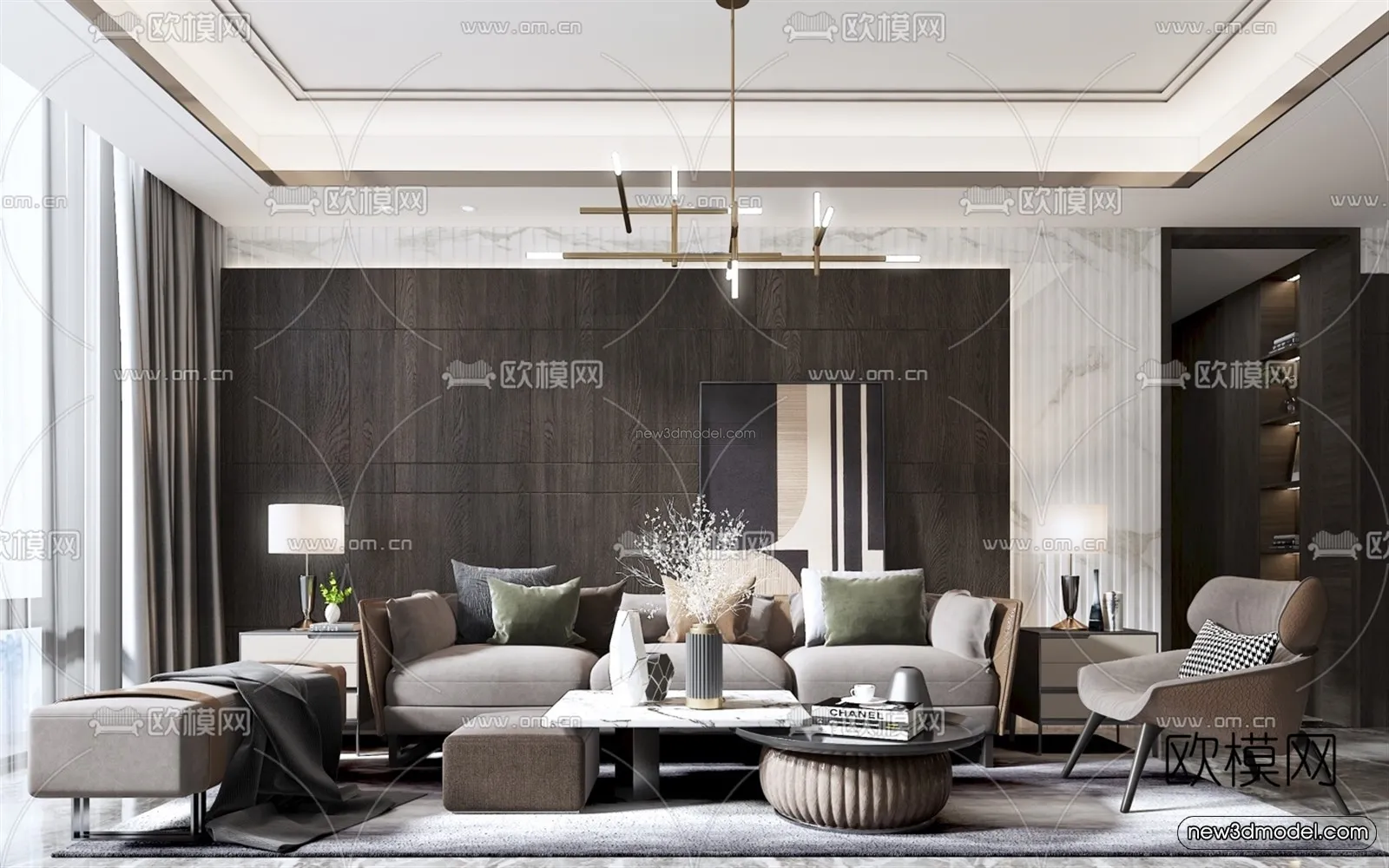 Luxury Style Interior 3D Blocks - Living Room 3D Model - 083