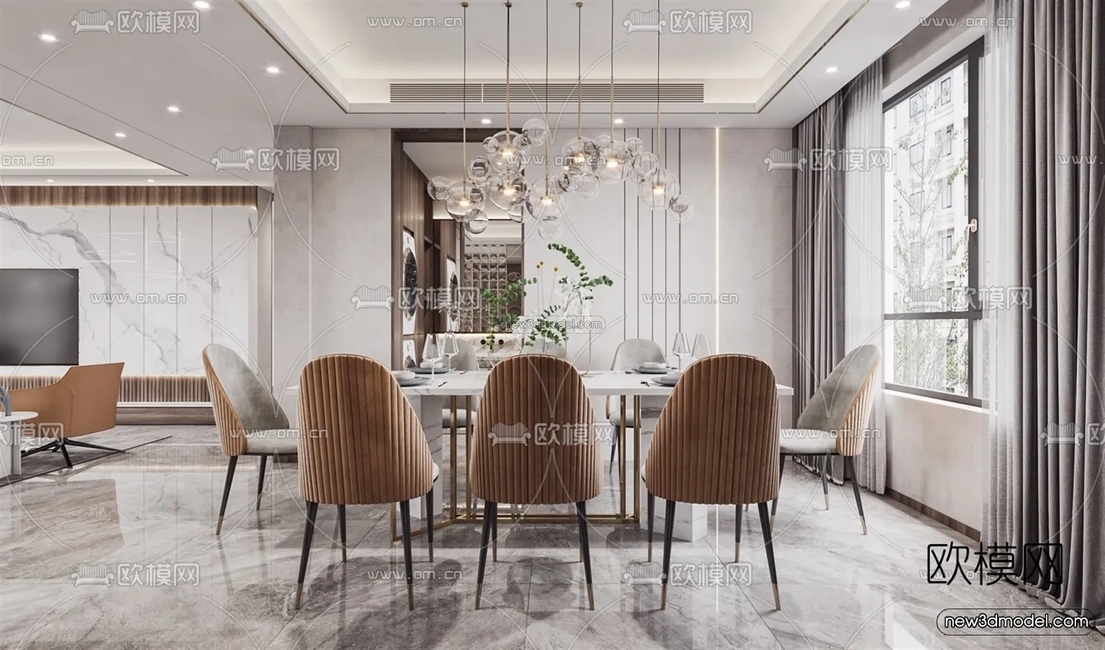 Luxury Style Interior 3D Blocks - Living Room 3D Model - 085