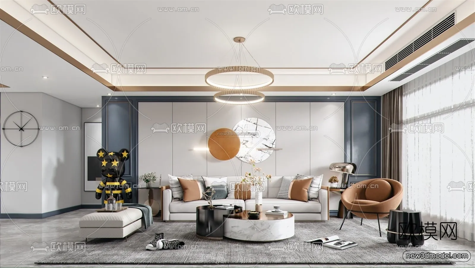 Luxury Style Interior 3D Blocks - Living Room 3D Model - 087