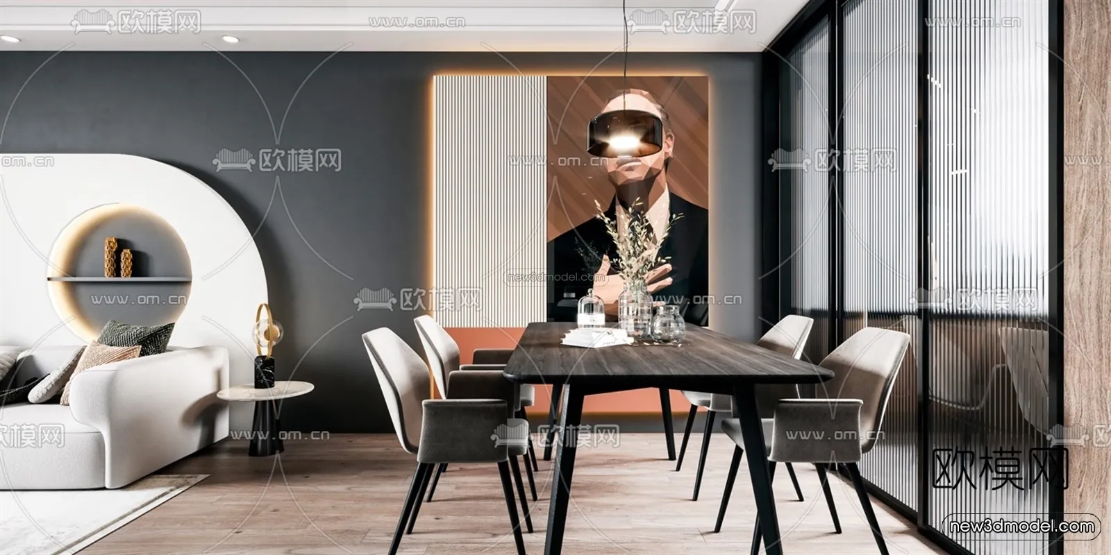 Luxury Style Interior 3D Blocks - Living Room 3D Model - 088