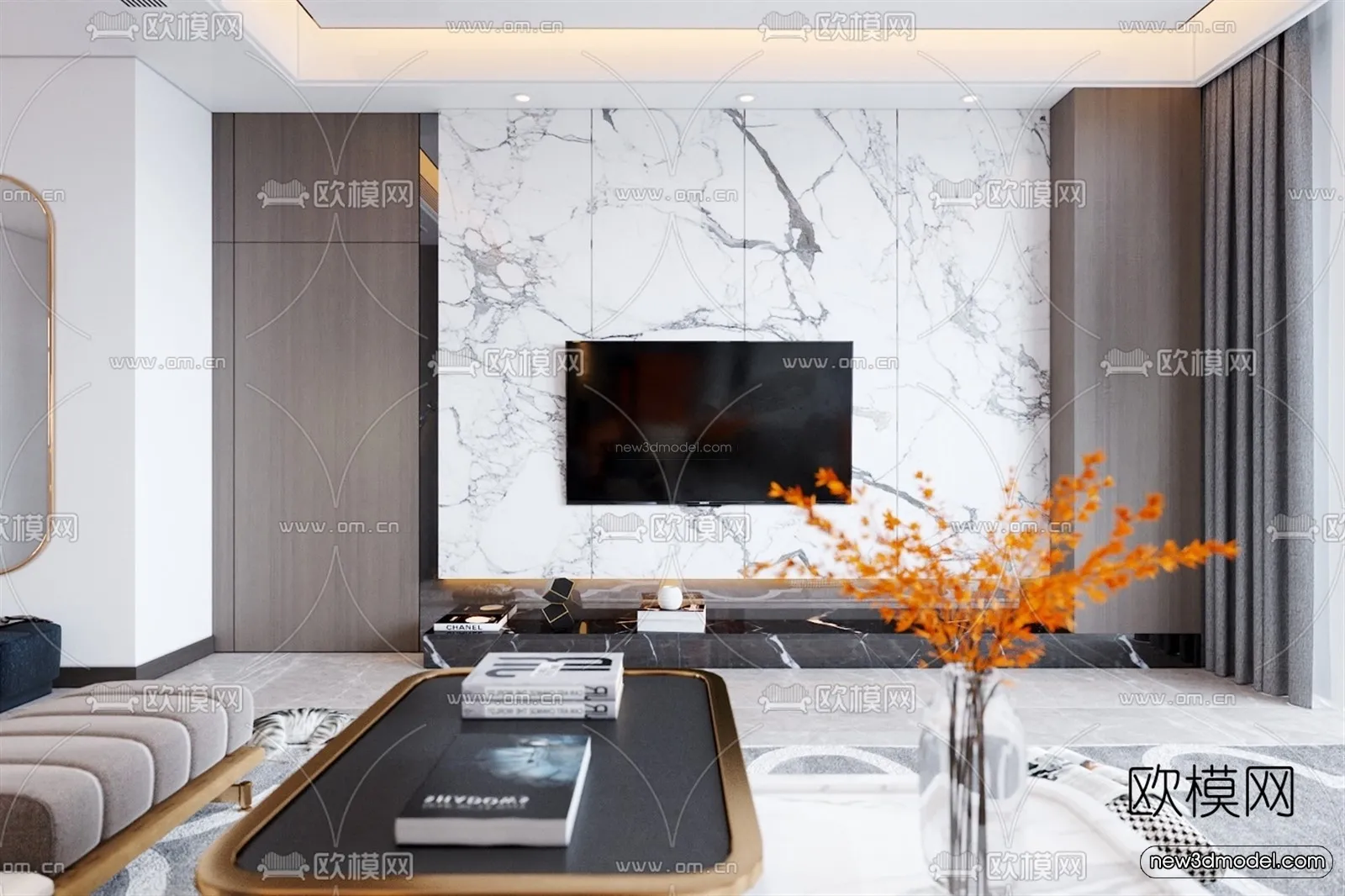 Luxury Style Interior 3D Blocks - Living Room 3D Model - 089