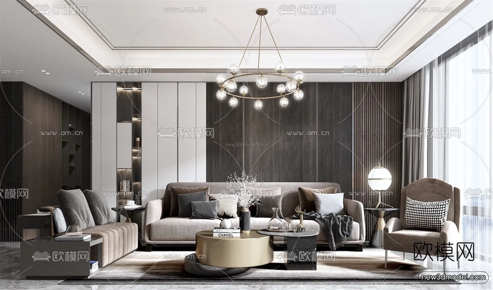 Luxury Style Interior 3D Blocks - Living Room 3D Model - 091