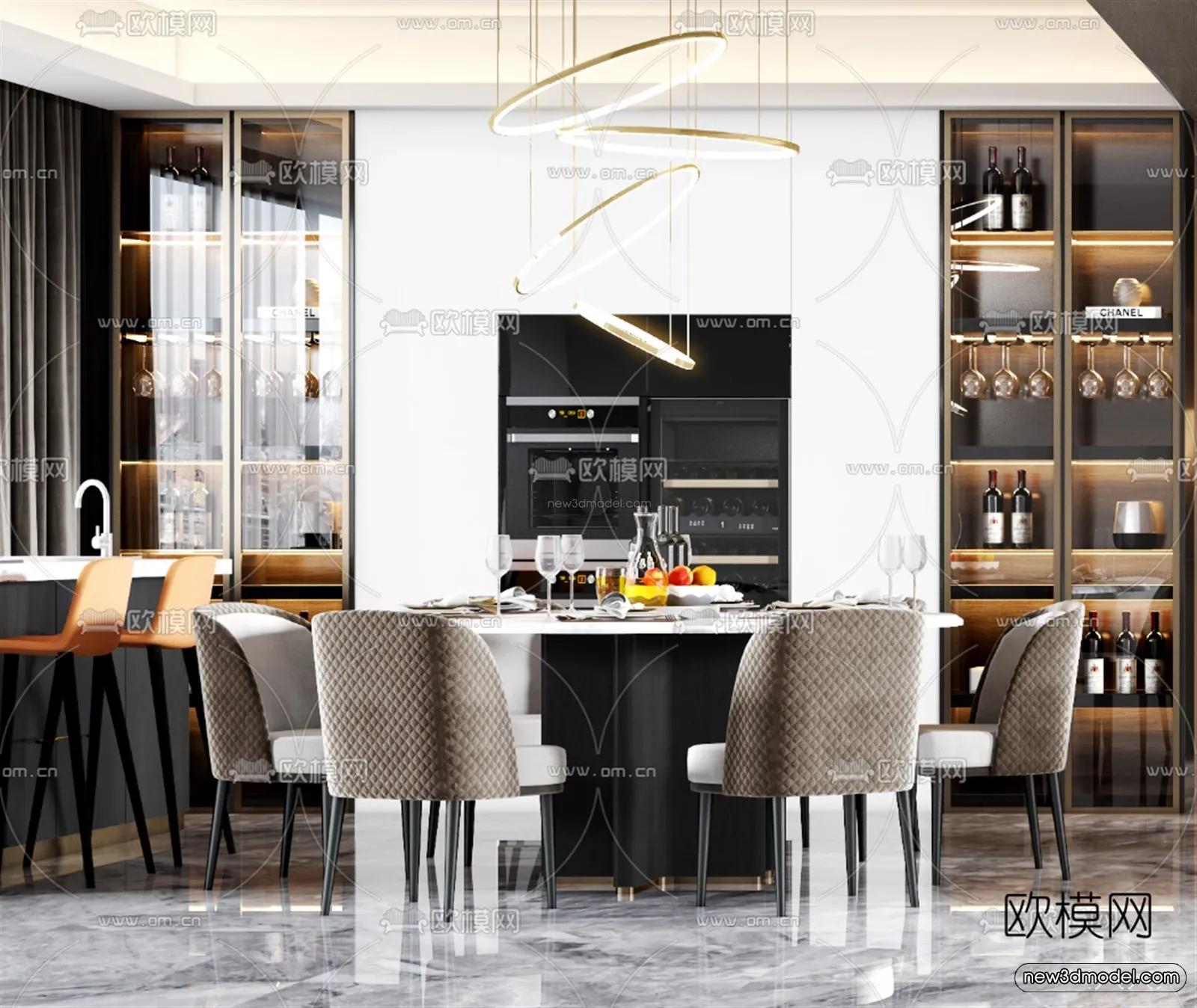 Luxury Style Interior 3D Blocks - Living Room 3D Model - 092