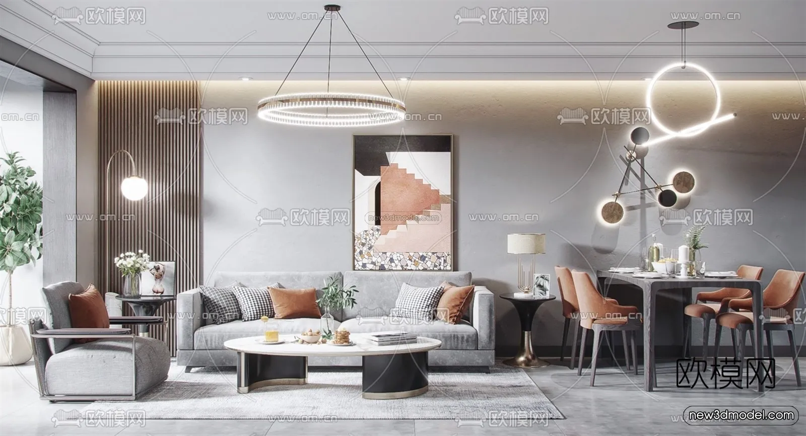 Luxury Style Interior 3D Blocks - Living Room 3D Model - 094