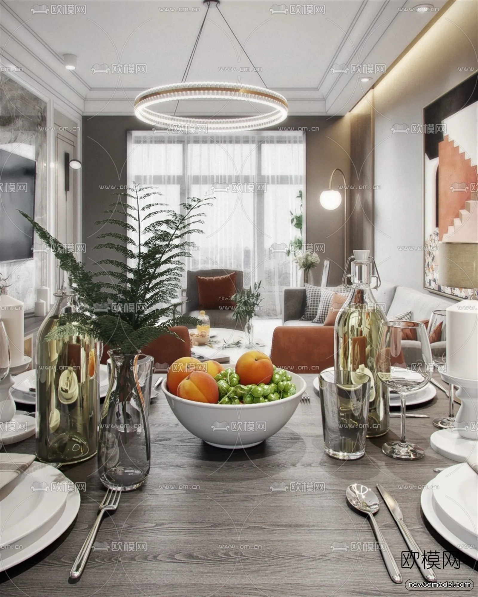 Luxury Style Interior 3D Blocks - Living Room 3D Model - 095