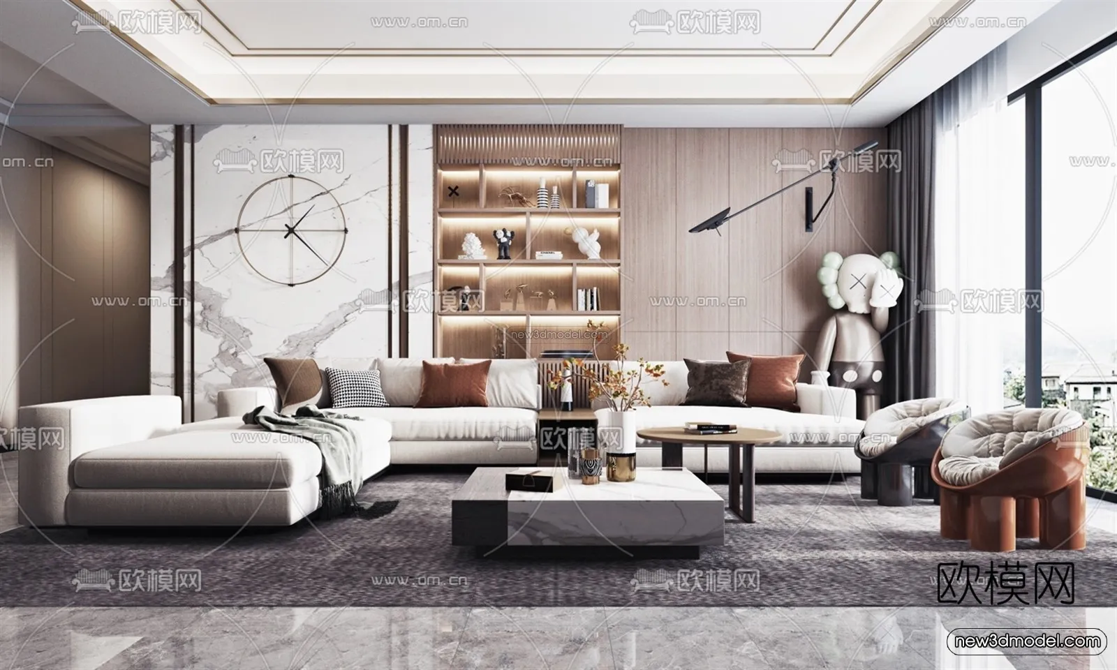 Luxury Style Interior 3D Blocks - Living Room 3D Model - 097