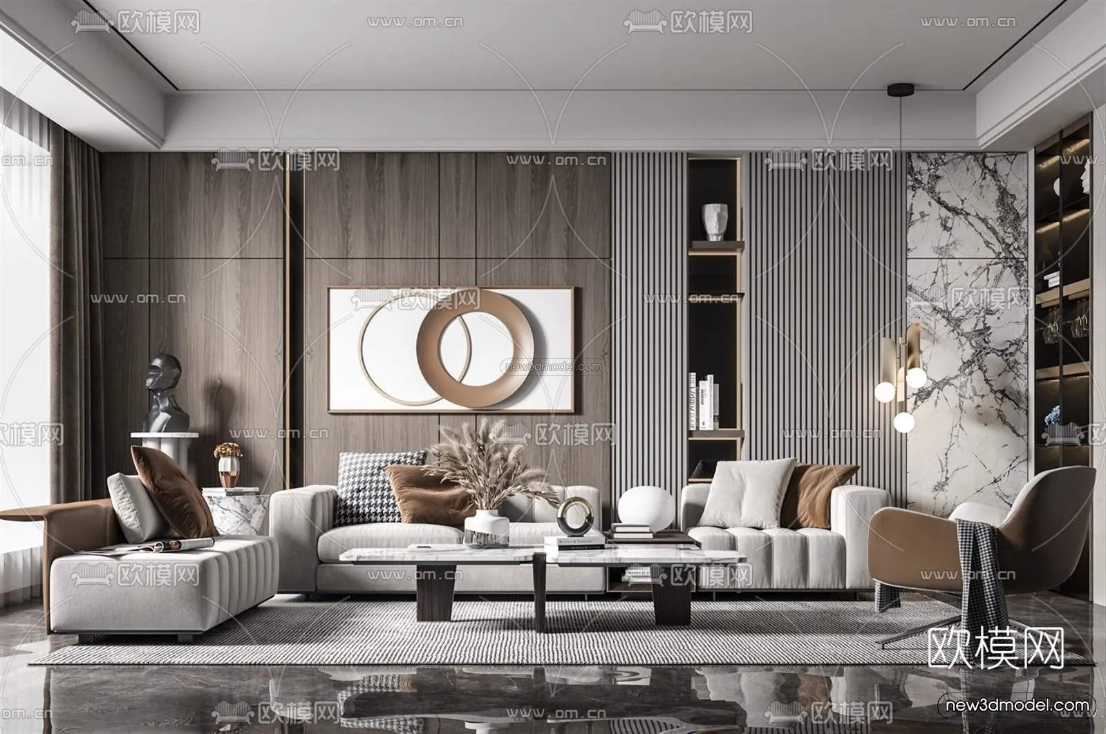 Luxury Style Interior 3D Blocks - Living Room 3D Model - 099