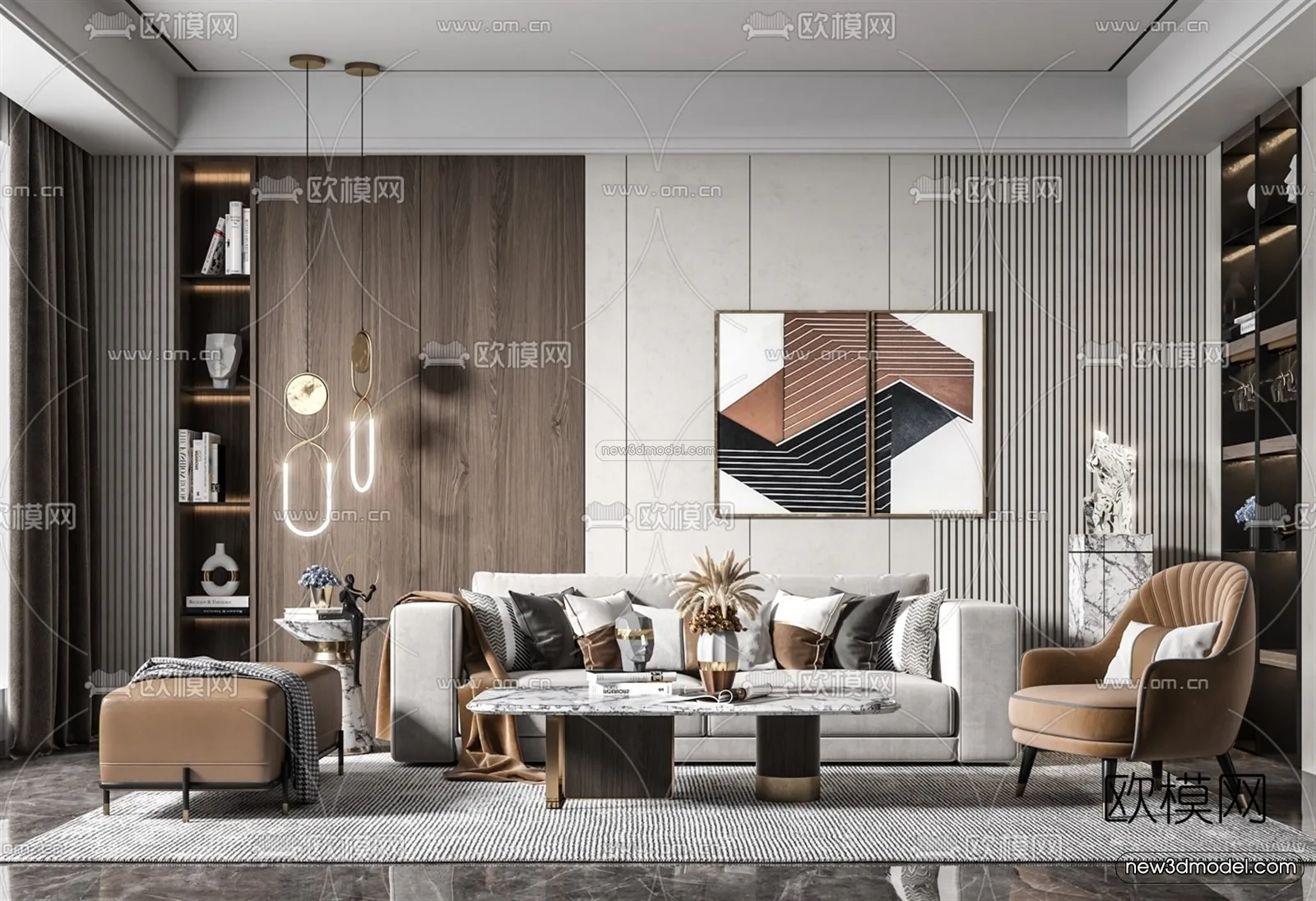 Luxury Style Interior 3D Blocks - Living Room 3D Model - 100