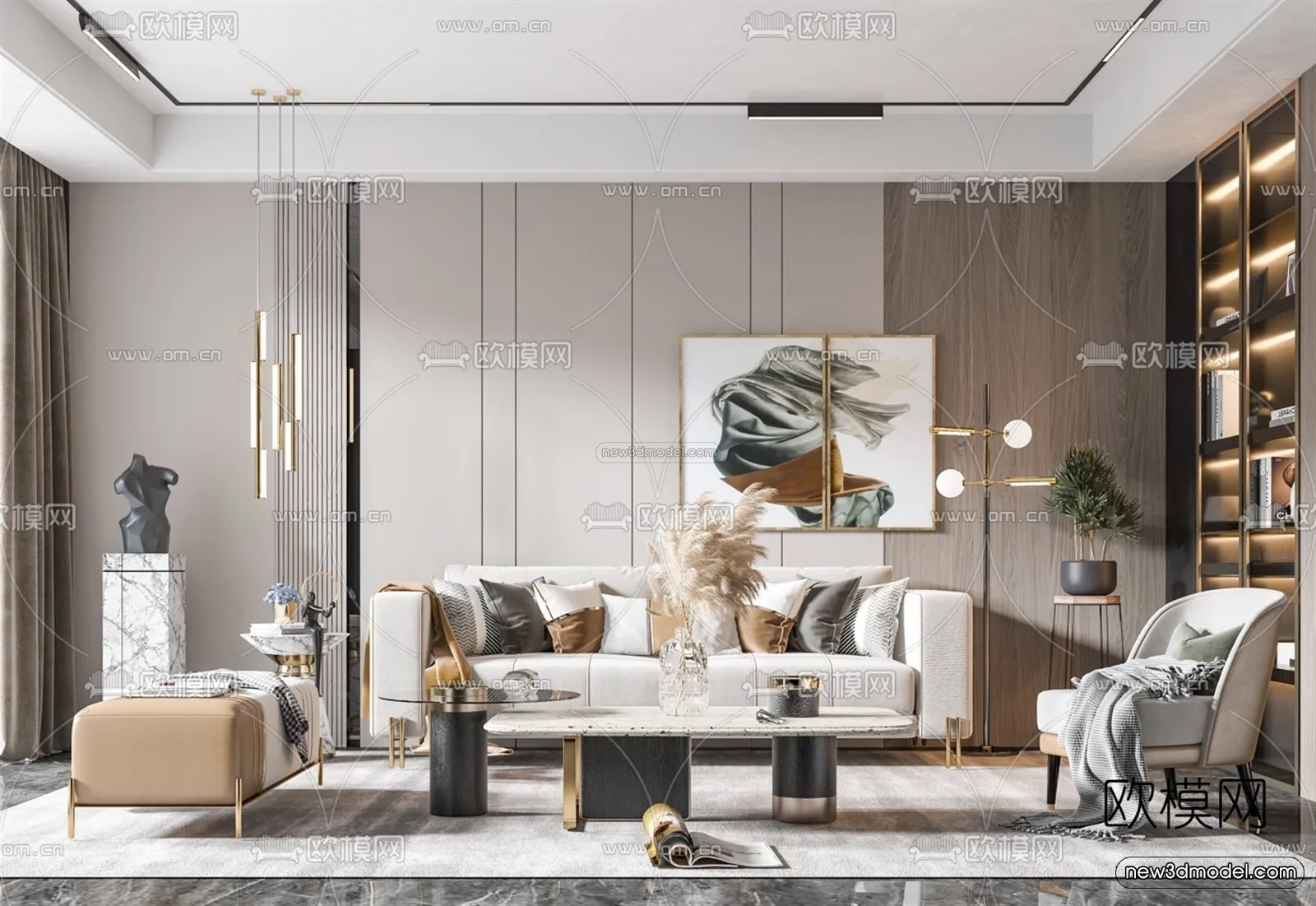 Luxury Style Interior 3D Blocks - Living Room 3D Model - 102