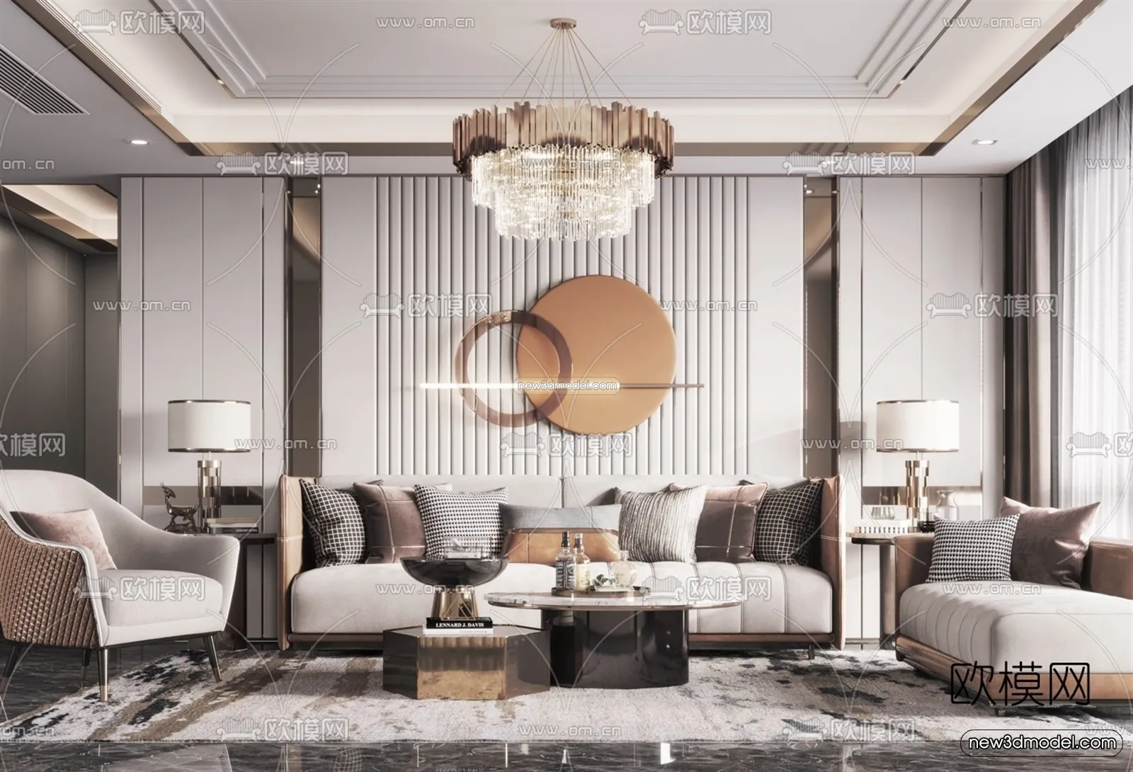 Luxury Style Interior 3D Blocks - Living Room 3D Model - 103