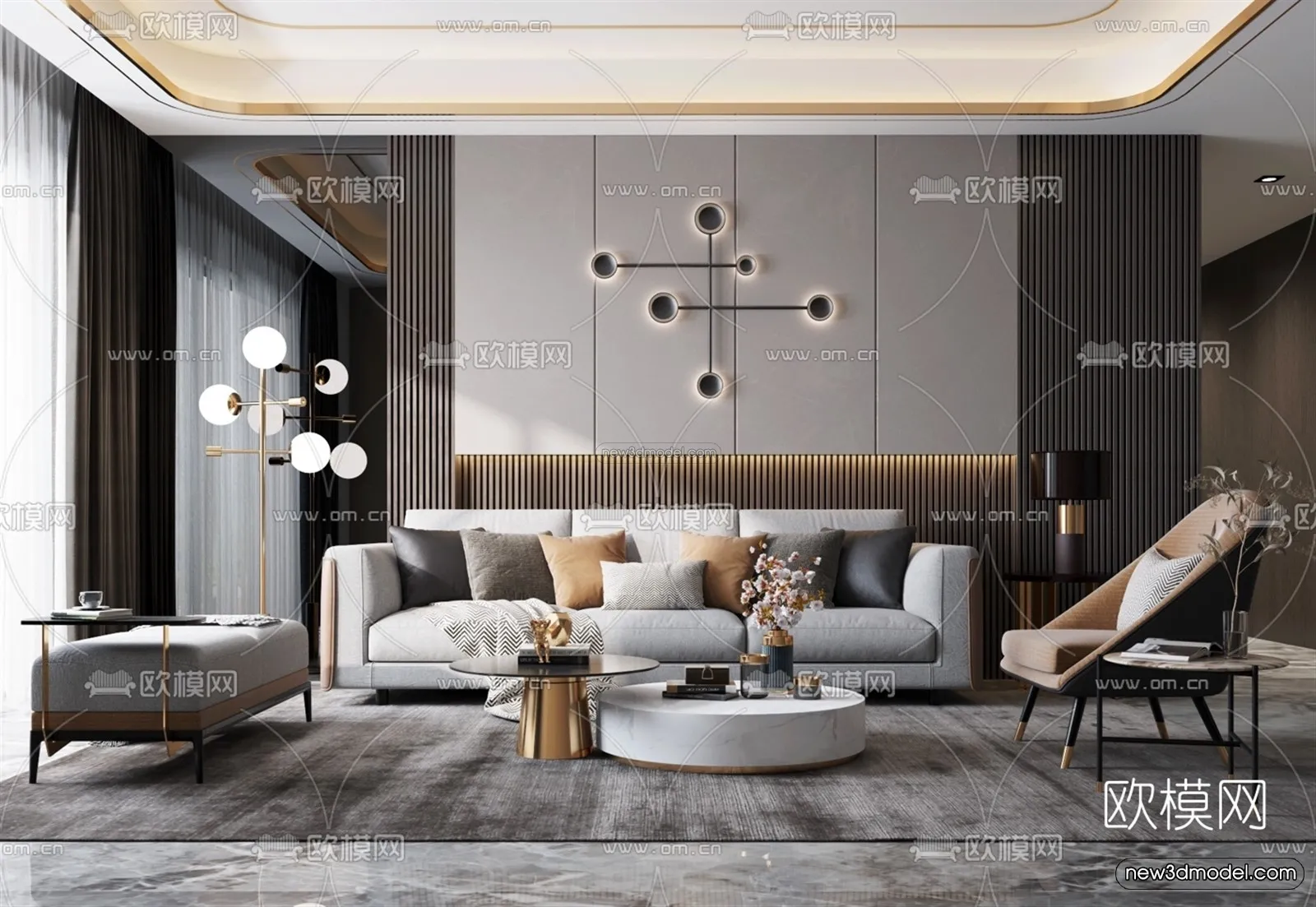 Luxury Style Interior 3D Blocks - Living Room 3D Model - 106