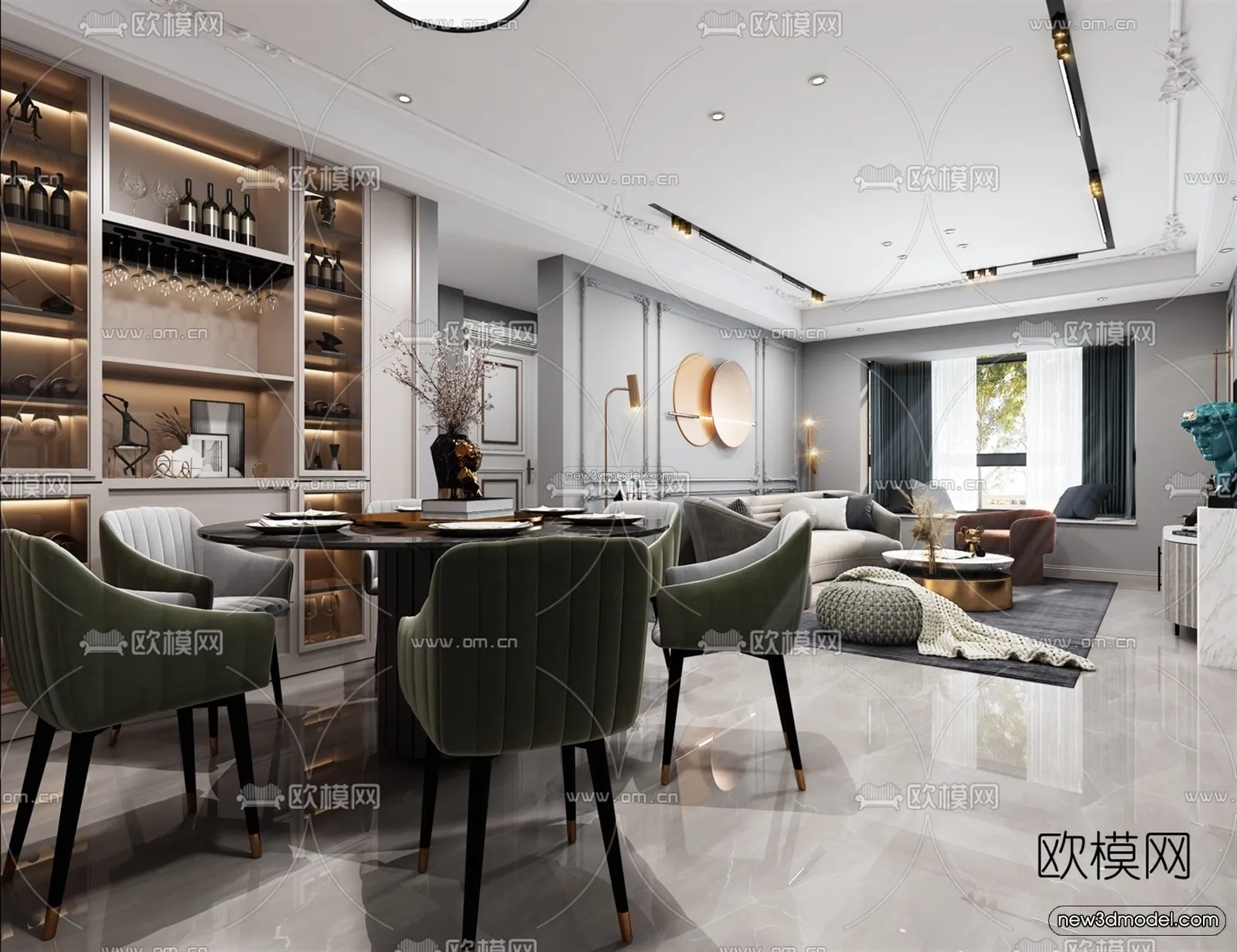 Luxury Style Interior 3D Blocks - Living Room 3D Model - 107