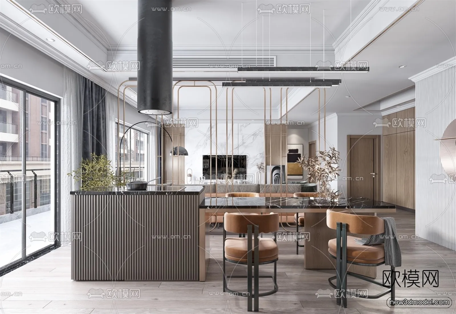 Luxury Style Interior 3D Blocks - Living Room 3D Model - 108