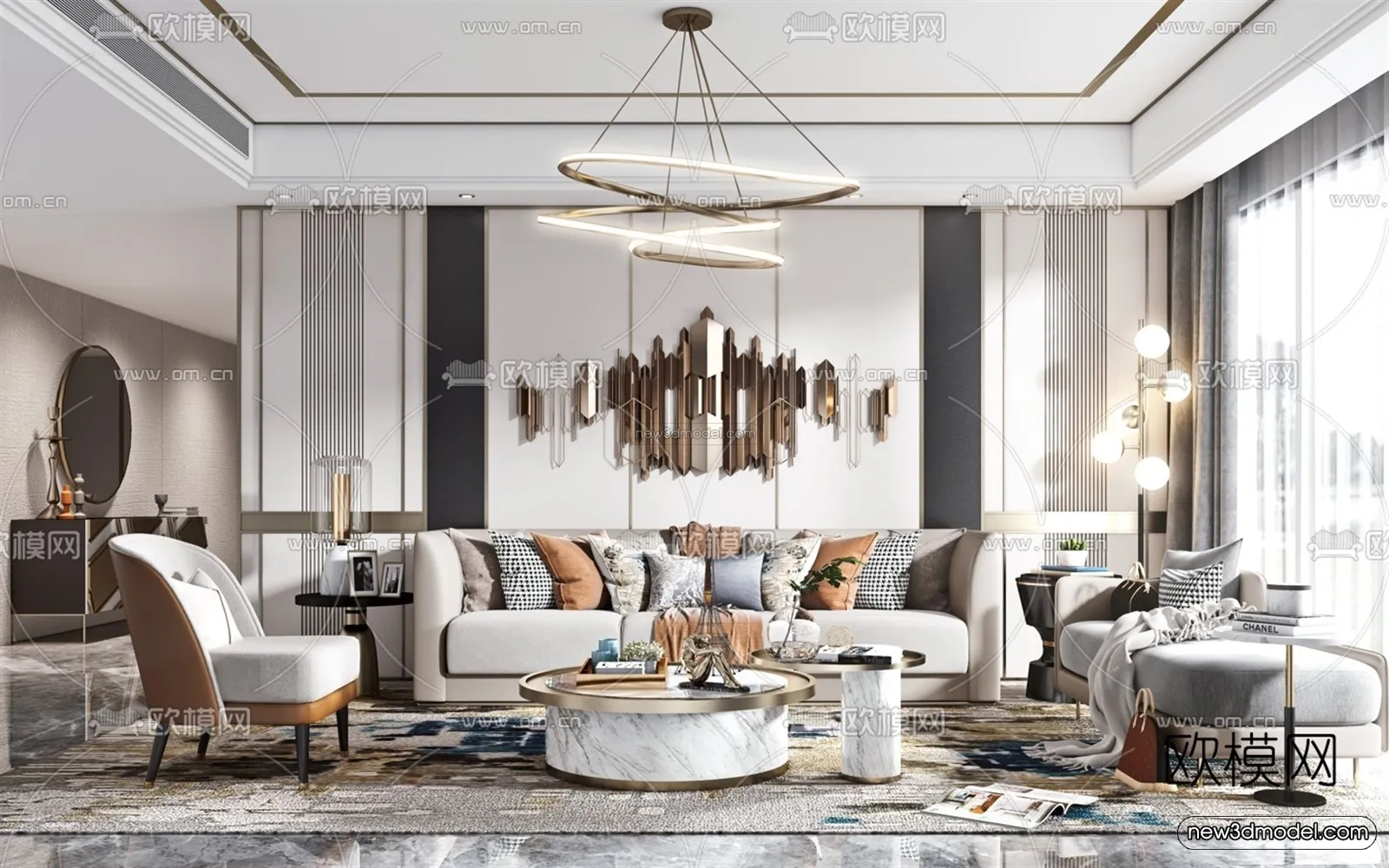 Luxury Style Interior 3D Blocks - Living Room 3D Model - 109