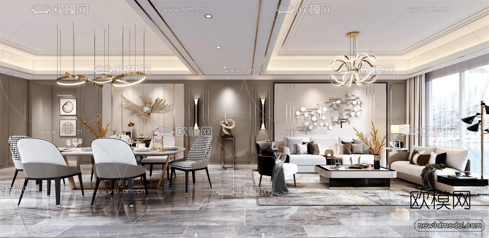 Luxury Style Interior 3D Blocks - Living Room 3D Model - 110