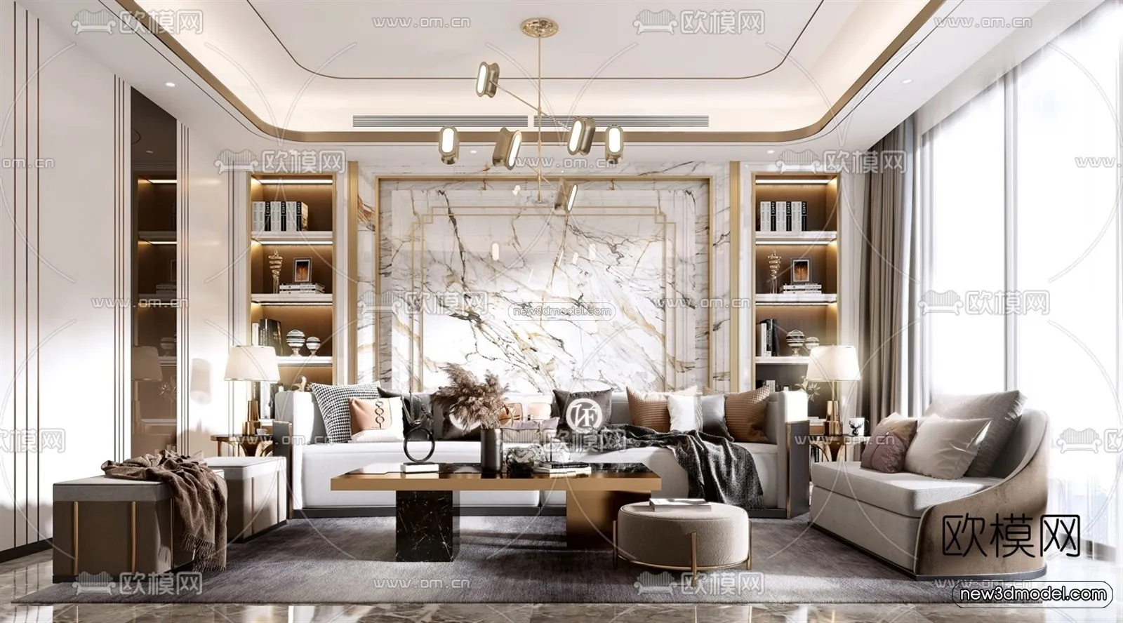 Luxury Style Interior 3D Blocks - Living Room 3D Model - 112