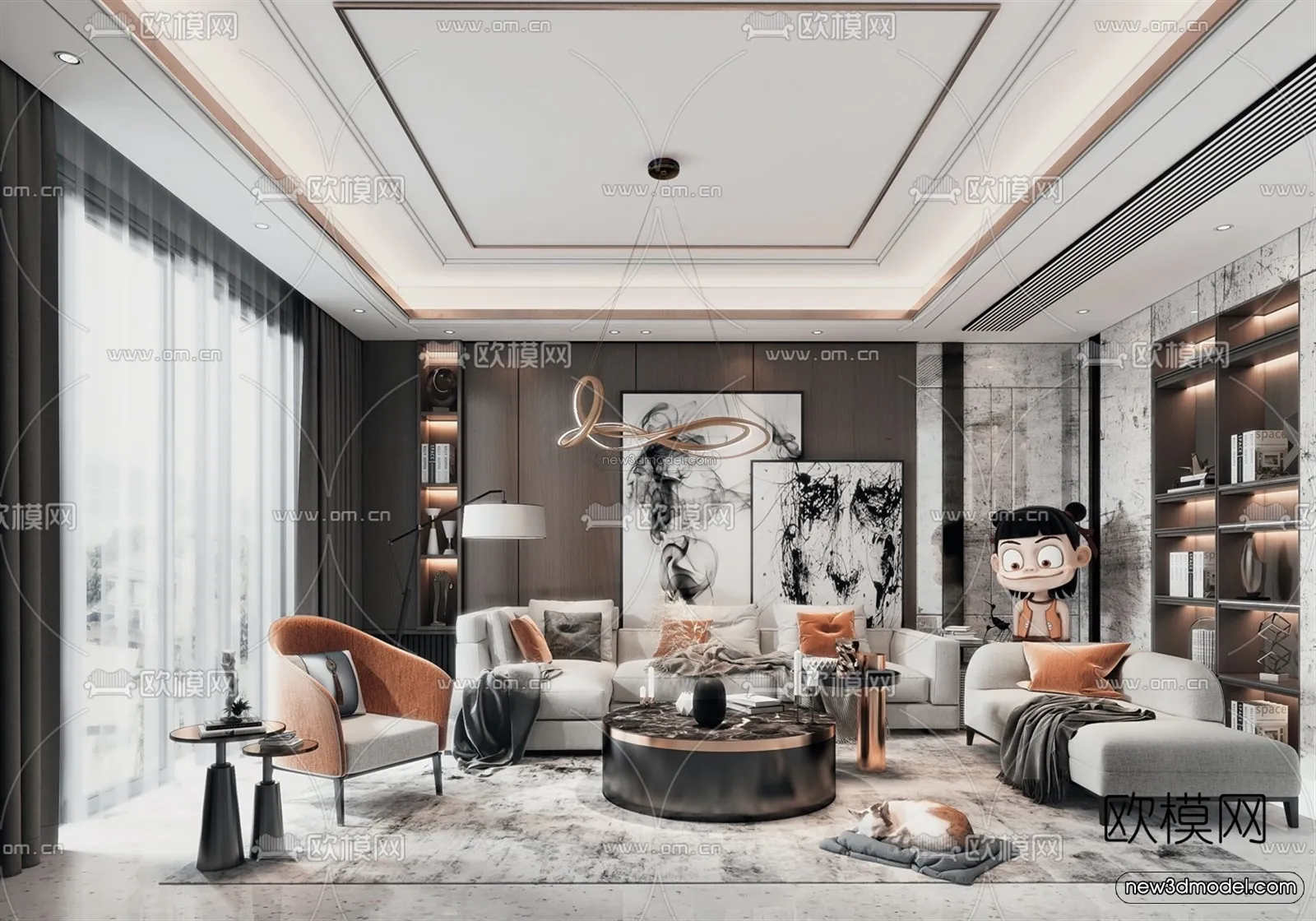 Luxury Style Interior 3D Blocks - Living Room 3D Model - 114