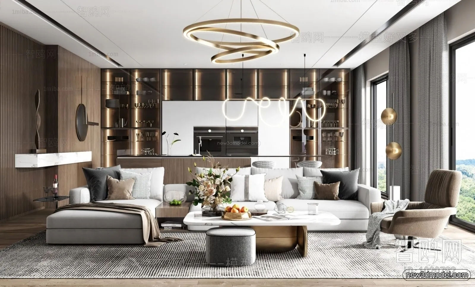 Luxury Style Interior 3D Blocks - Living Room 3D Model - 116